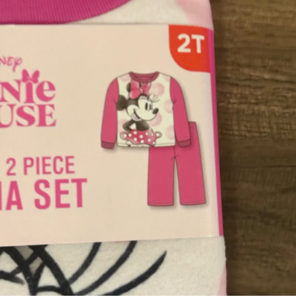Disney Minnie Mouse Toddler Pajama Set - Pink and White